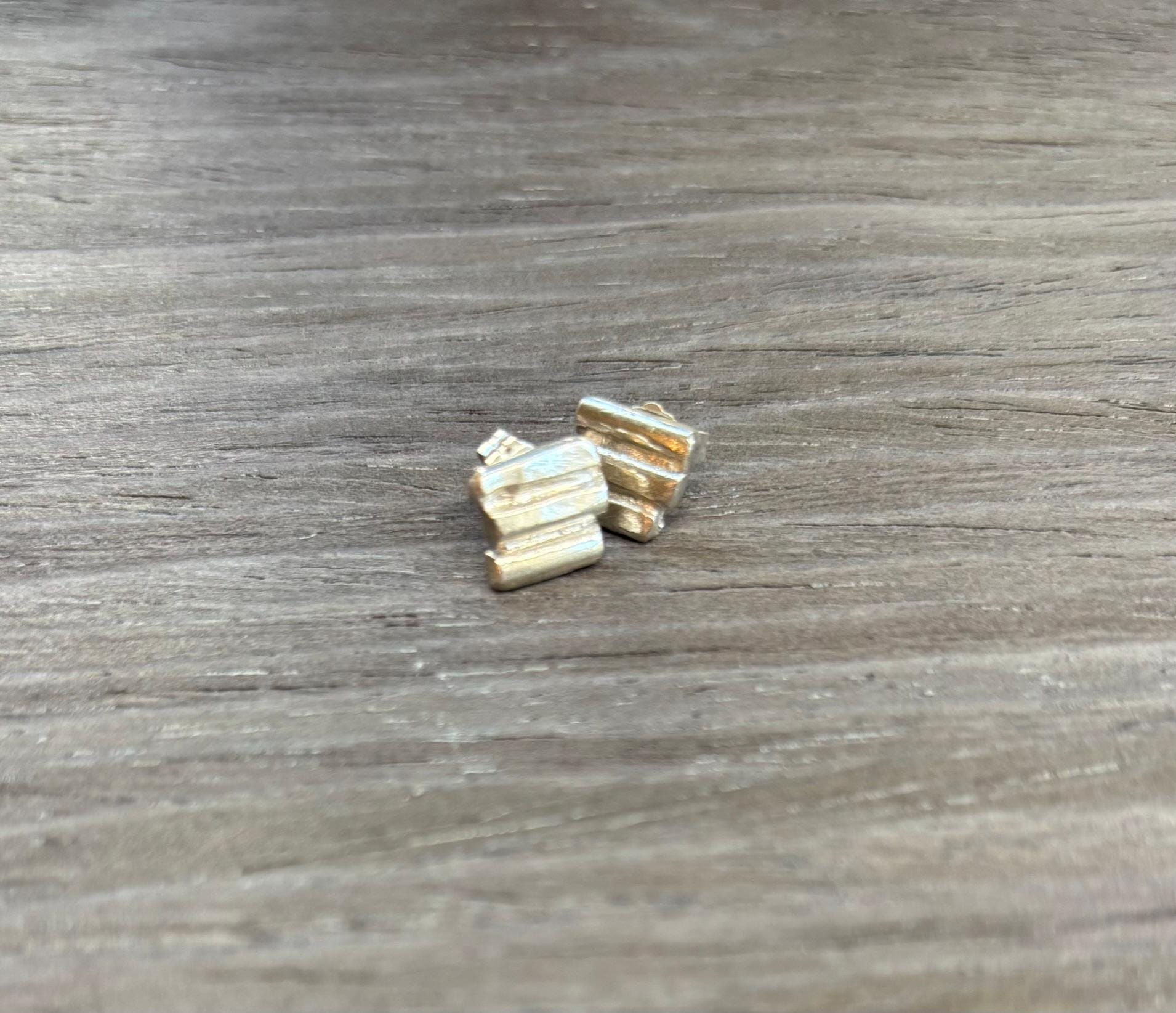 The Ruins Earrings | Hand-Carved Sterling Silver | Mini Studs | Sculptural Ancient-Inspired Design (Copy)
