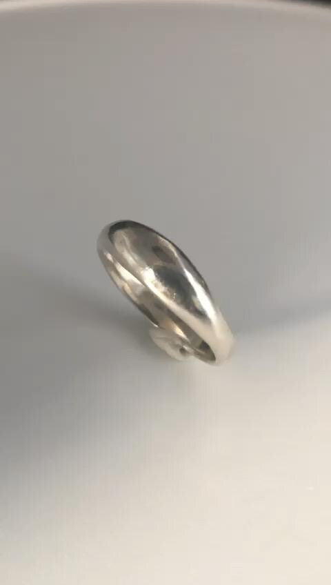 Low dome Silver bombé slimline signet rings in two finishes
