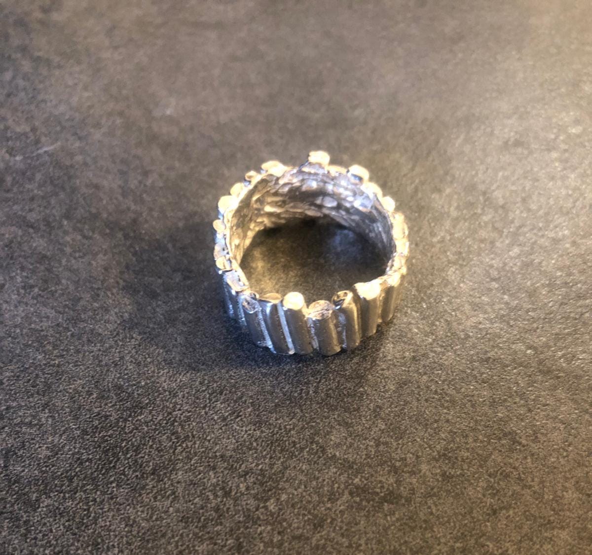 Sculptural Silver Ring • Lost Wax Cast Statement Band • Bold Ruins-Inspired Design