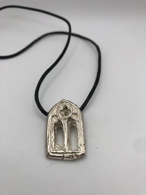 Gothic Medieval Cathedral Church Window Silver lost wax cast Pendant