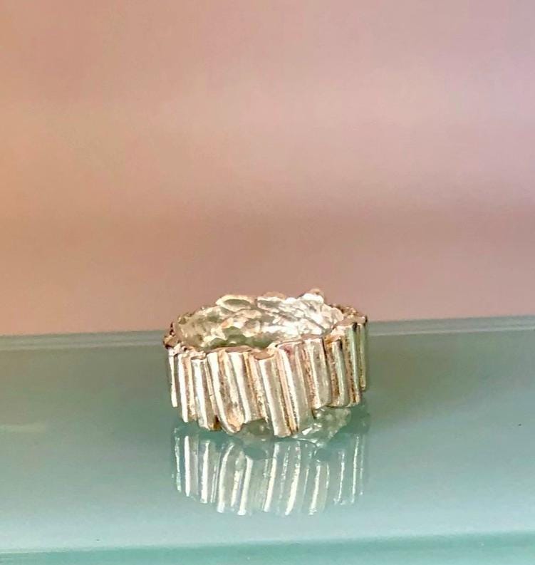 Sculptural Silver Ring • Lost Wax Cast Statement Band • Bold Ruins-Inspired Design
