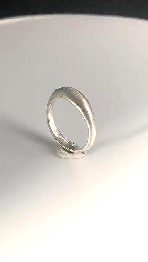 Low dome Silver bombé slimline signet rings in two finishes