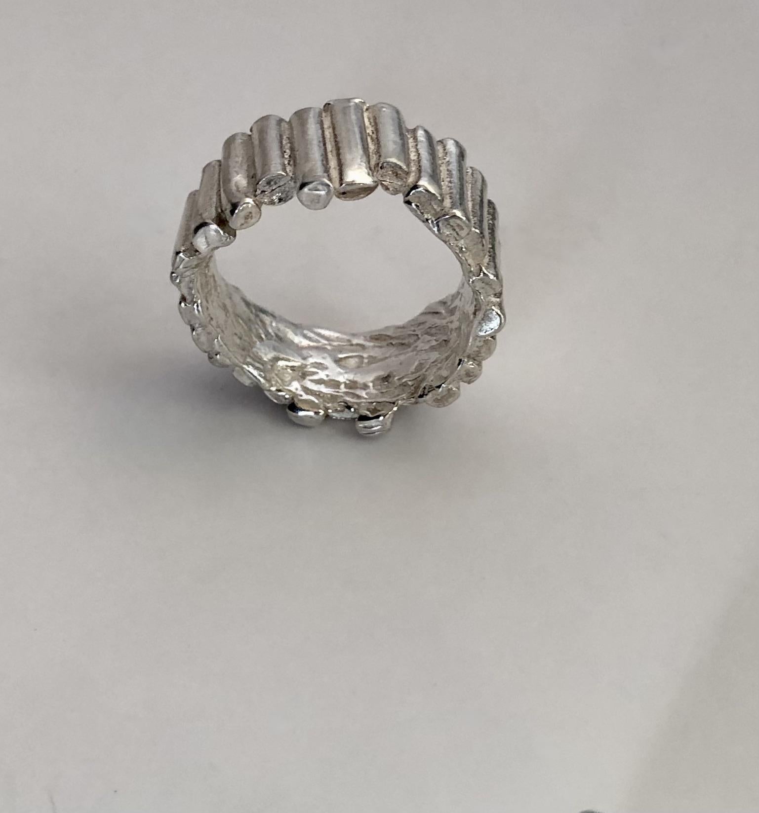 Sculptural Silver Ring • Lost Wax Cast Statement Band • Bold Ruins-Inspired Design