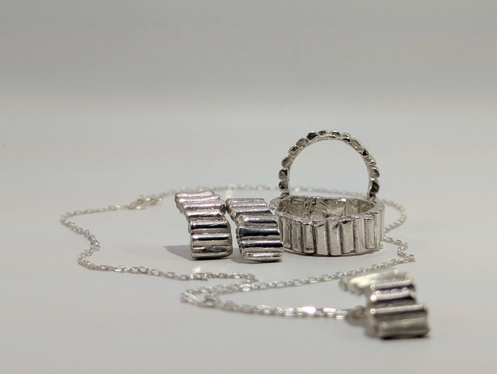 The Ruins Earrings | Hand-Carved Sterling Silver | Maxi Studs | Sculptural Ancient-Inspired Design