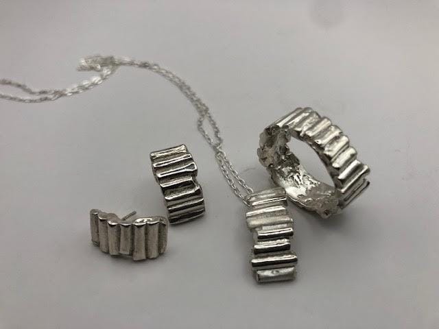 The Ruins Pendant – Sterling Silver Necklace Inspired by Ancient Columns, Lost-Wax Cast Architectural Jewelry