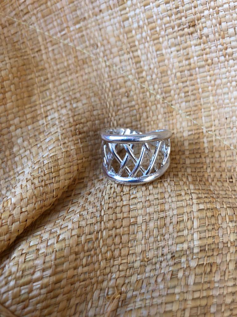 Woven Sterling Silver Statement Ring: Bold Modern Design