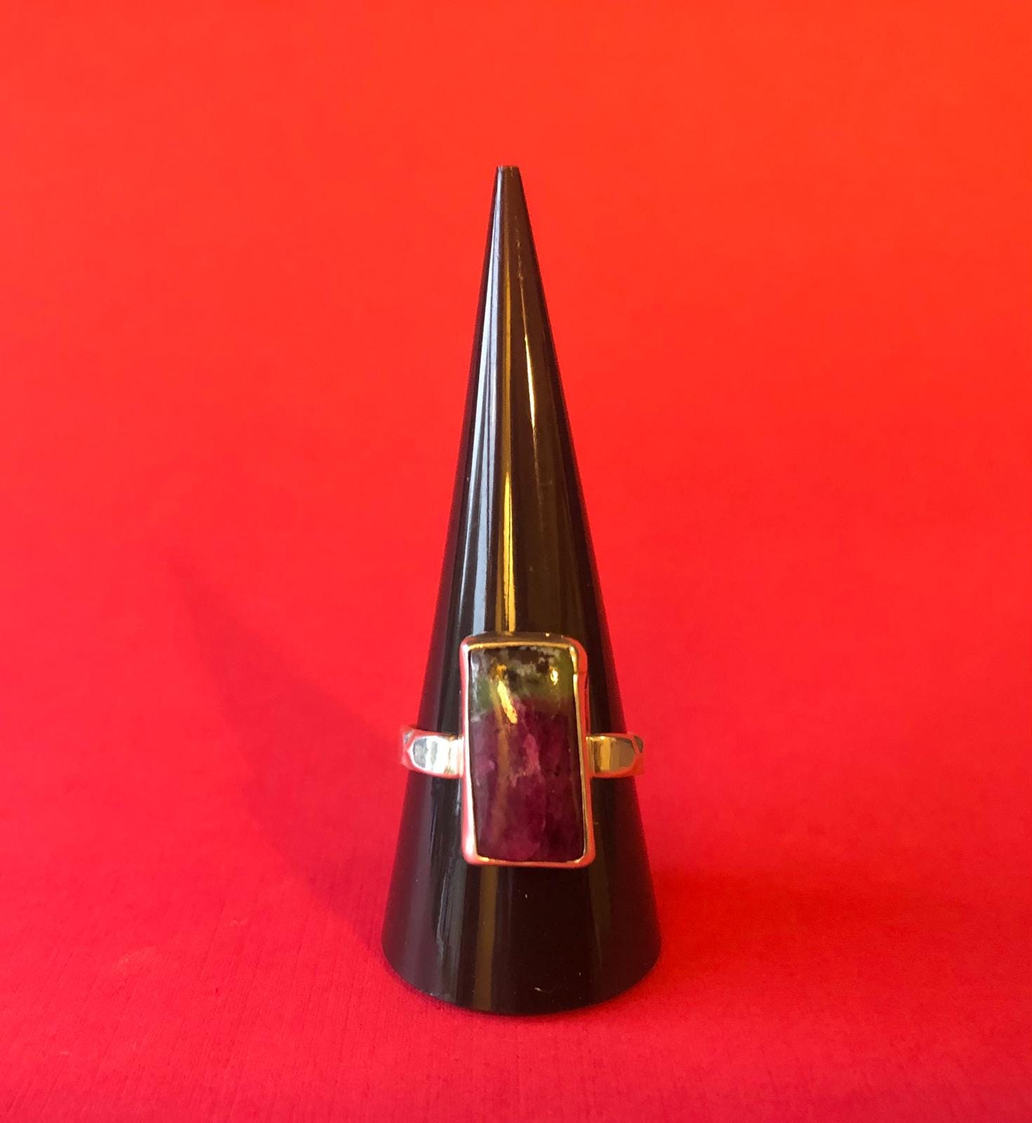 Large ruby zoisite silver ring
