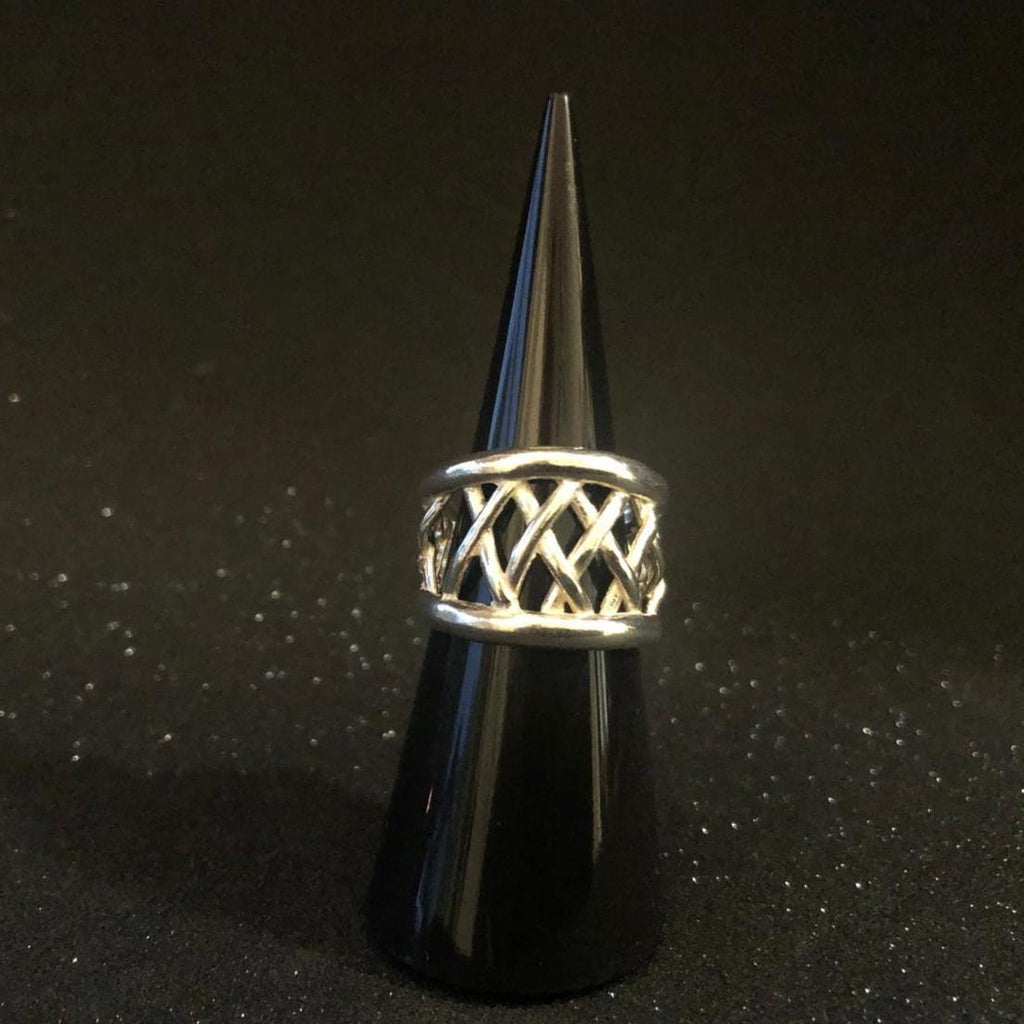Woven Sterling Silver Statement Ring: Bold Modern Design
