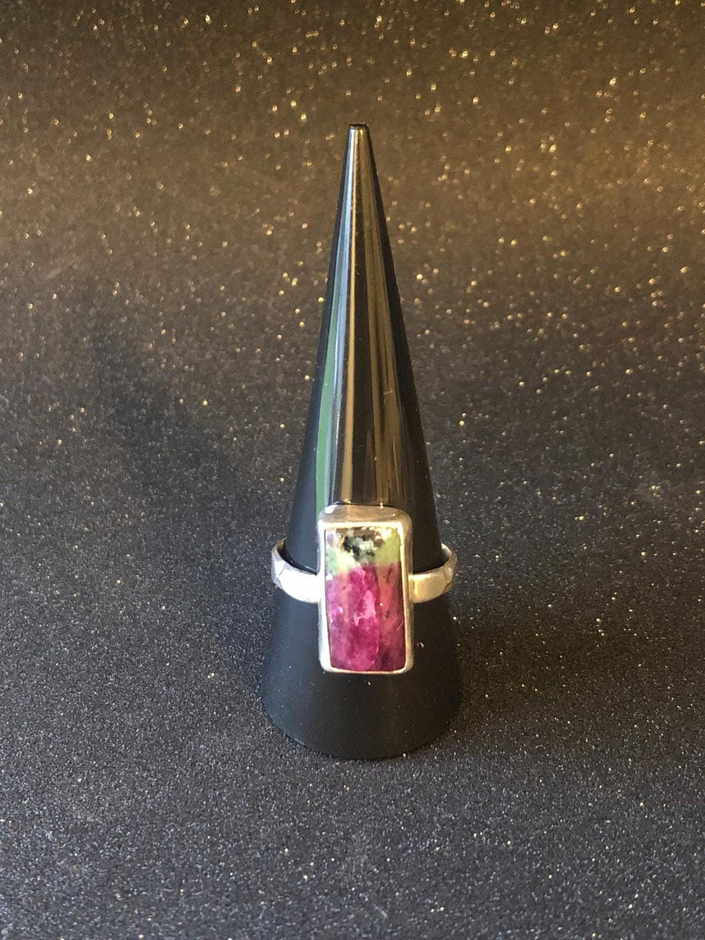 Large ruby zoisite silver ring