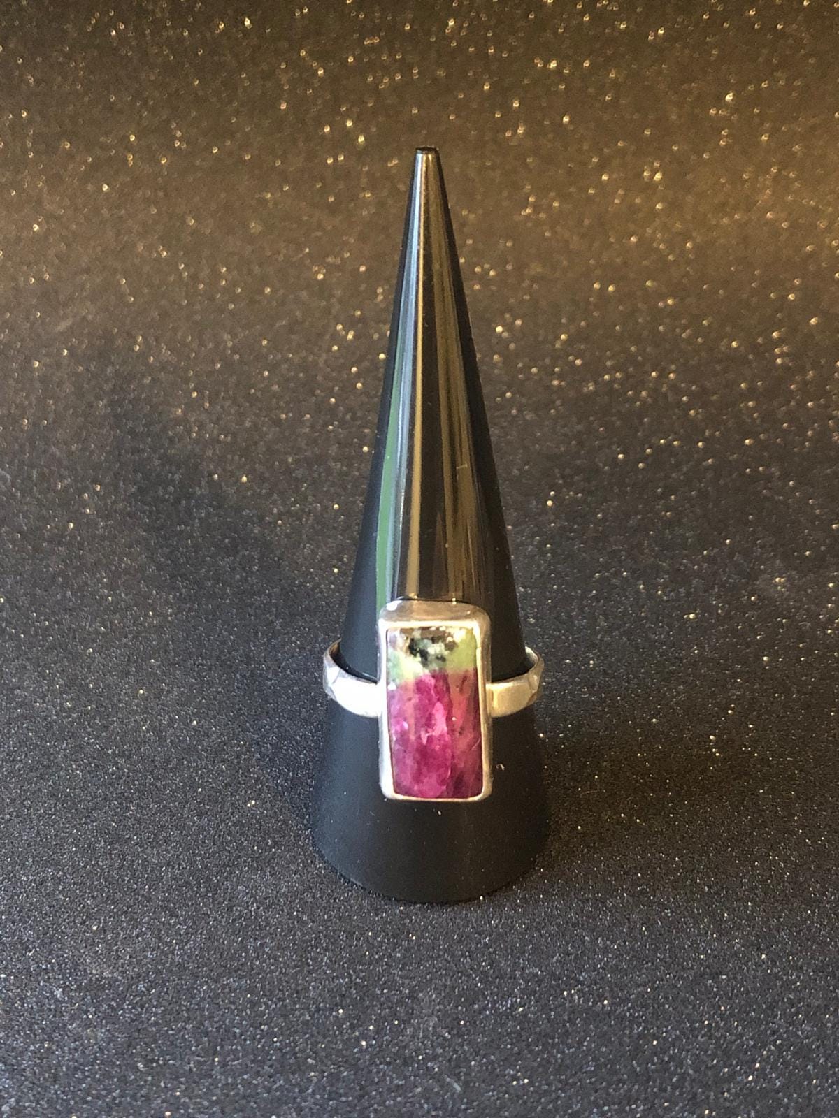 Large ruby zoisite silver ring