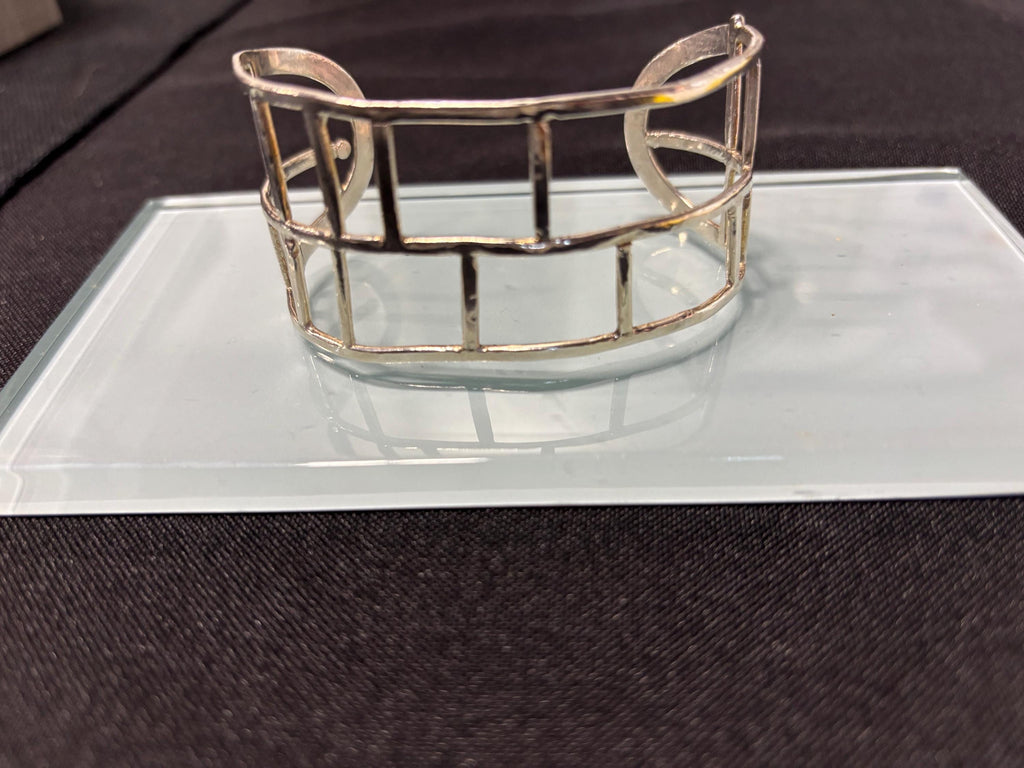 Sterling Silver Cuff Bracelet • Hand-Fabricated Modern Sculptural Bars • Small to Medium Fit