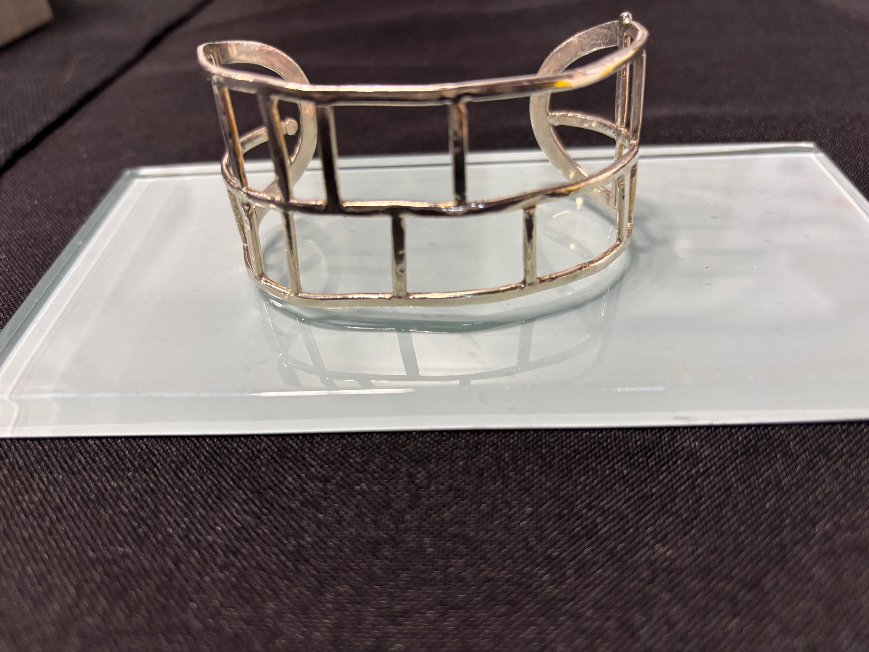 Sterling Silver Cuff Bracelet • Hand-Fabricated Modern Sculptural Bars • Small to Medium Fit