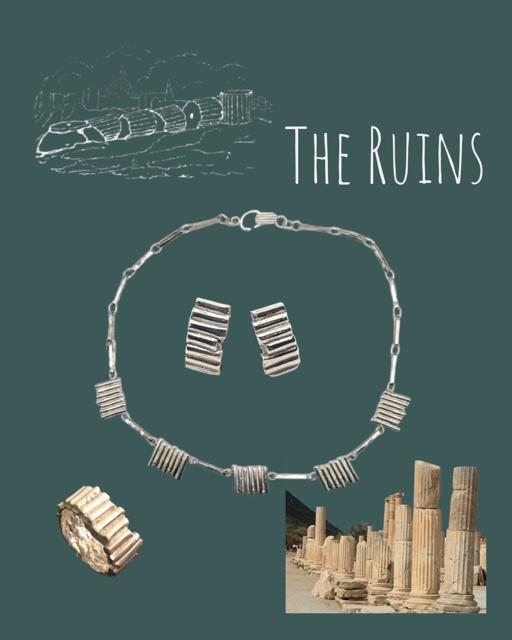 The Ruins Pendant – Sterling Silver Necklace Inspired by Ancient Columns, Lost-Wax Cast Architectural Jewelry