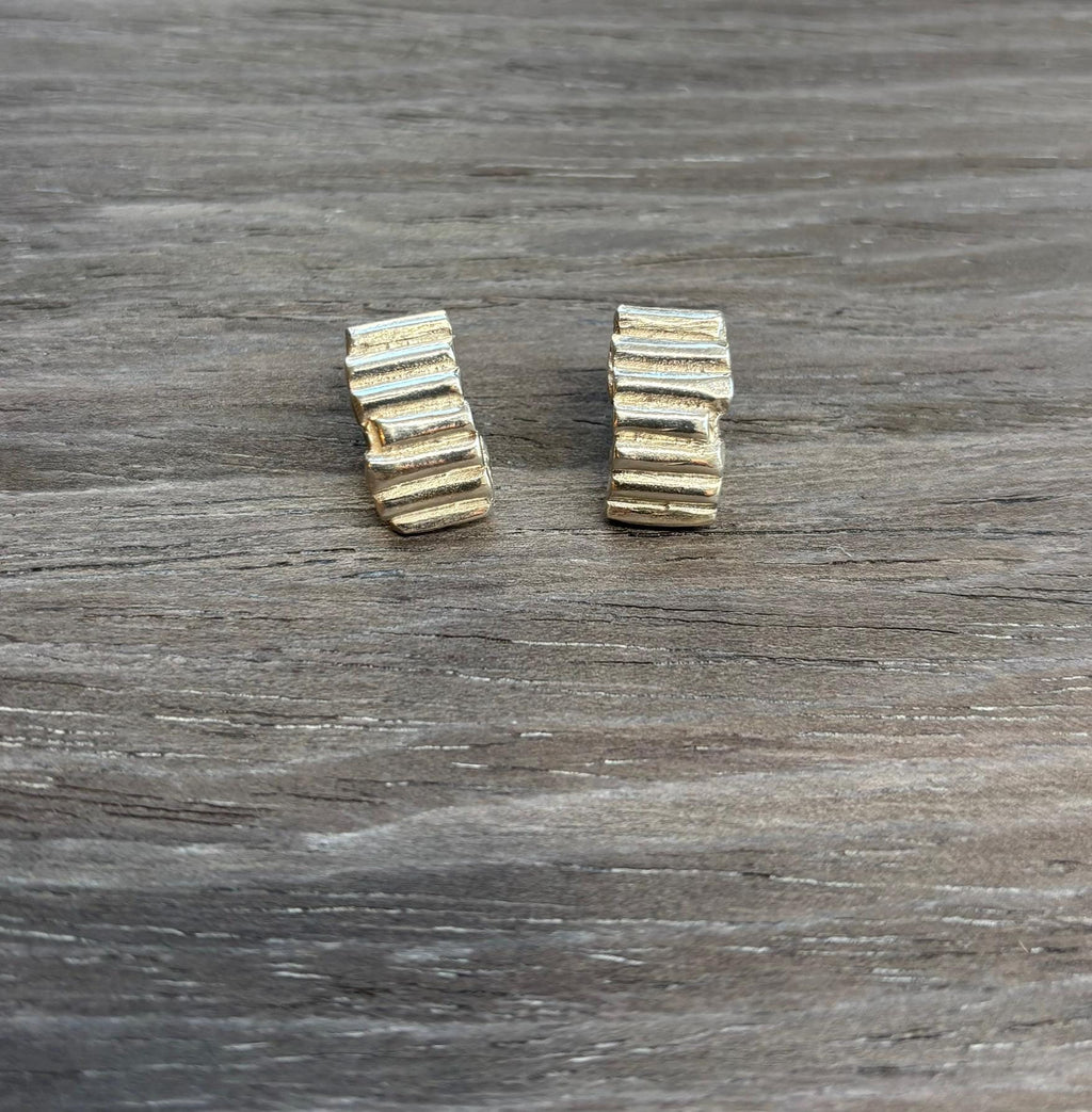 The Ruins Earrings | Hand-Carved Sterling Silver | Maxi Studs | Sculptural Ancient-Inspired Design