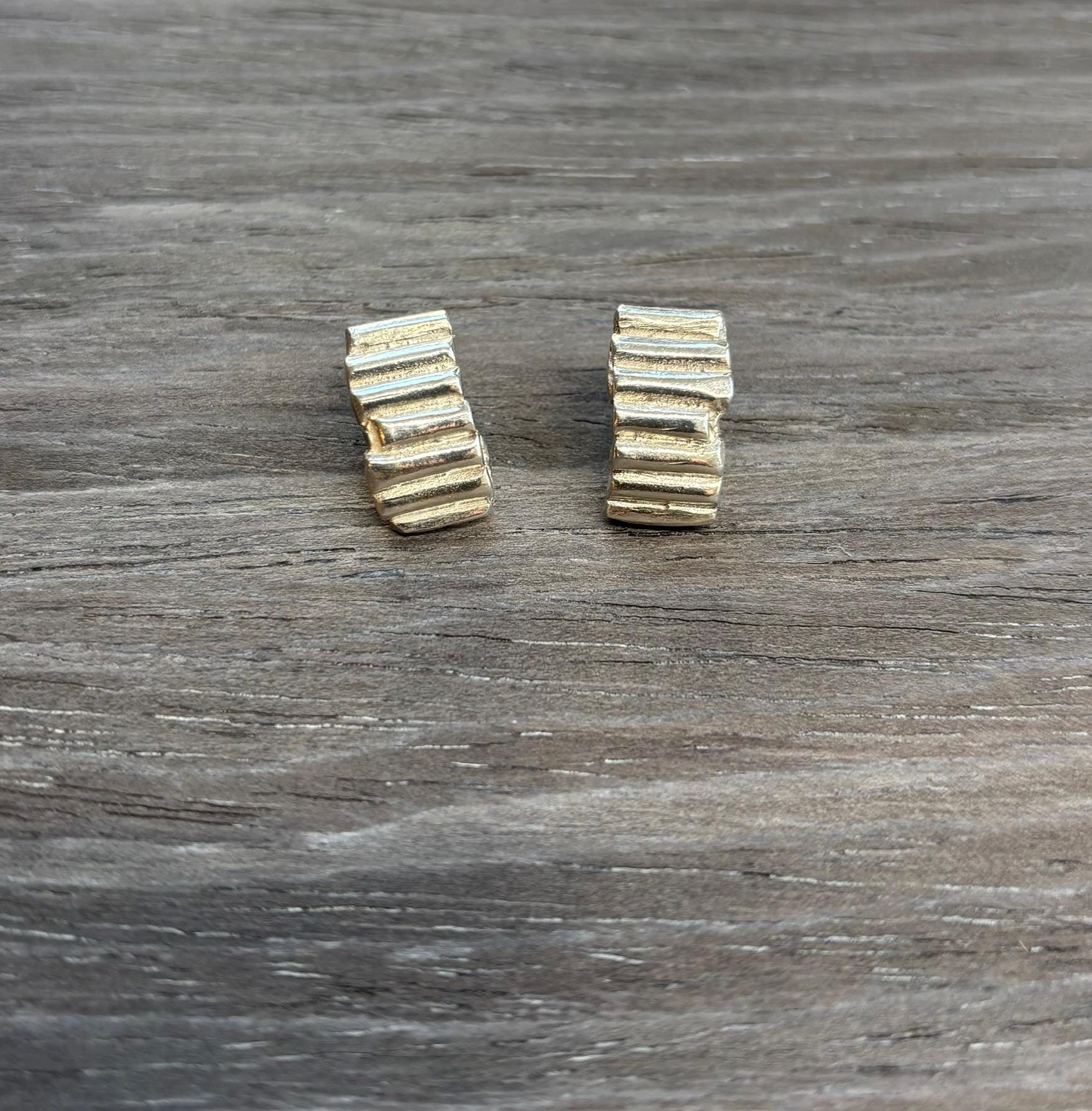 The Ruins Earrings | Hand-Carved Sterling Silver | Maxi Studs | Sculptural Ancient-Inspired Design