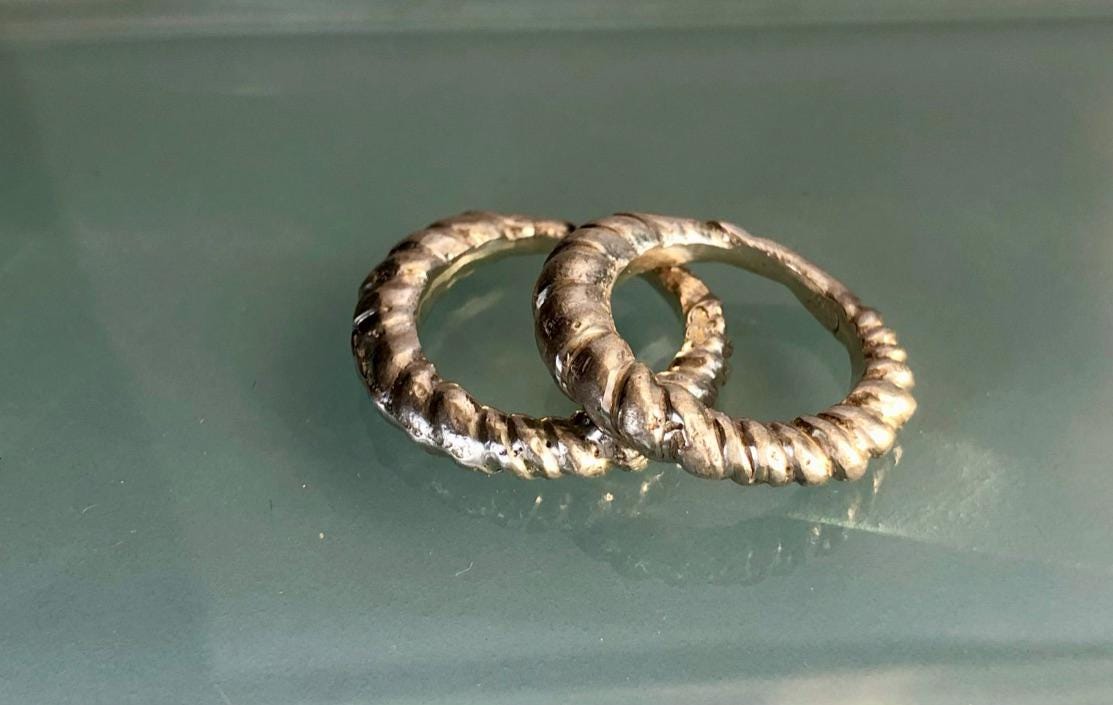 Twisted Sterling Silver Ring — Sand Cast Sculptural Band