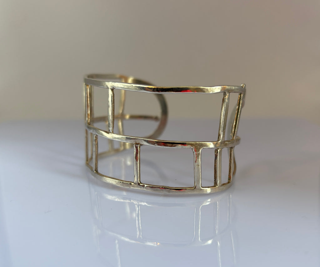Silver Grid Cuff Bracelet