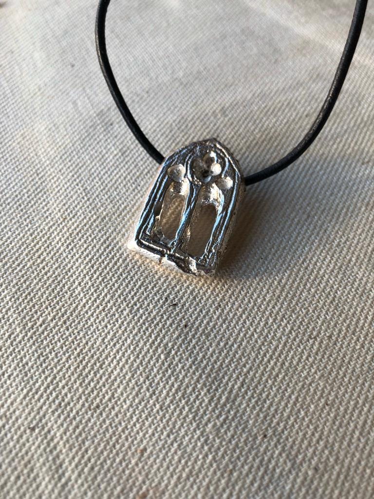 Gothic Medieval Cathedral Church Window Silver lost wax cast Pendant