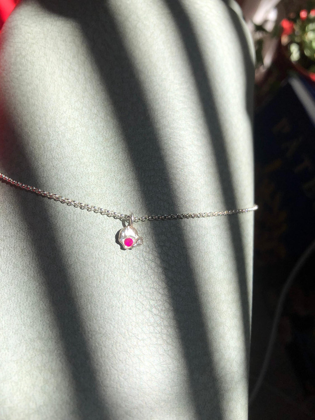 Sapphire Ruby Emerald Silver P'tites Pépites Nugget Necklace: Molten Silver Gemstone Pendant