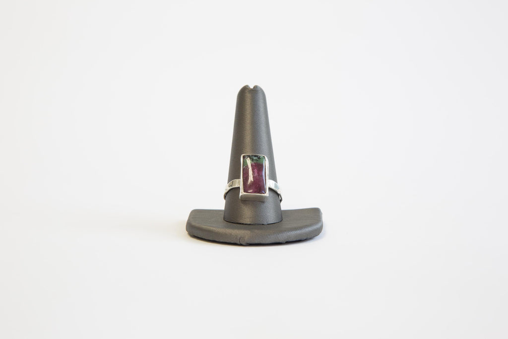 Large ruby zoisite silver ring