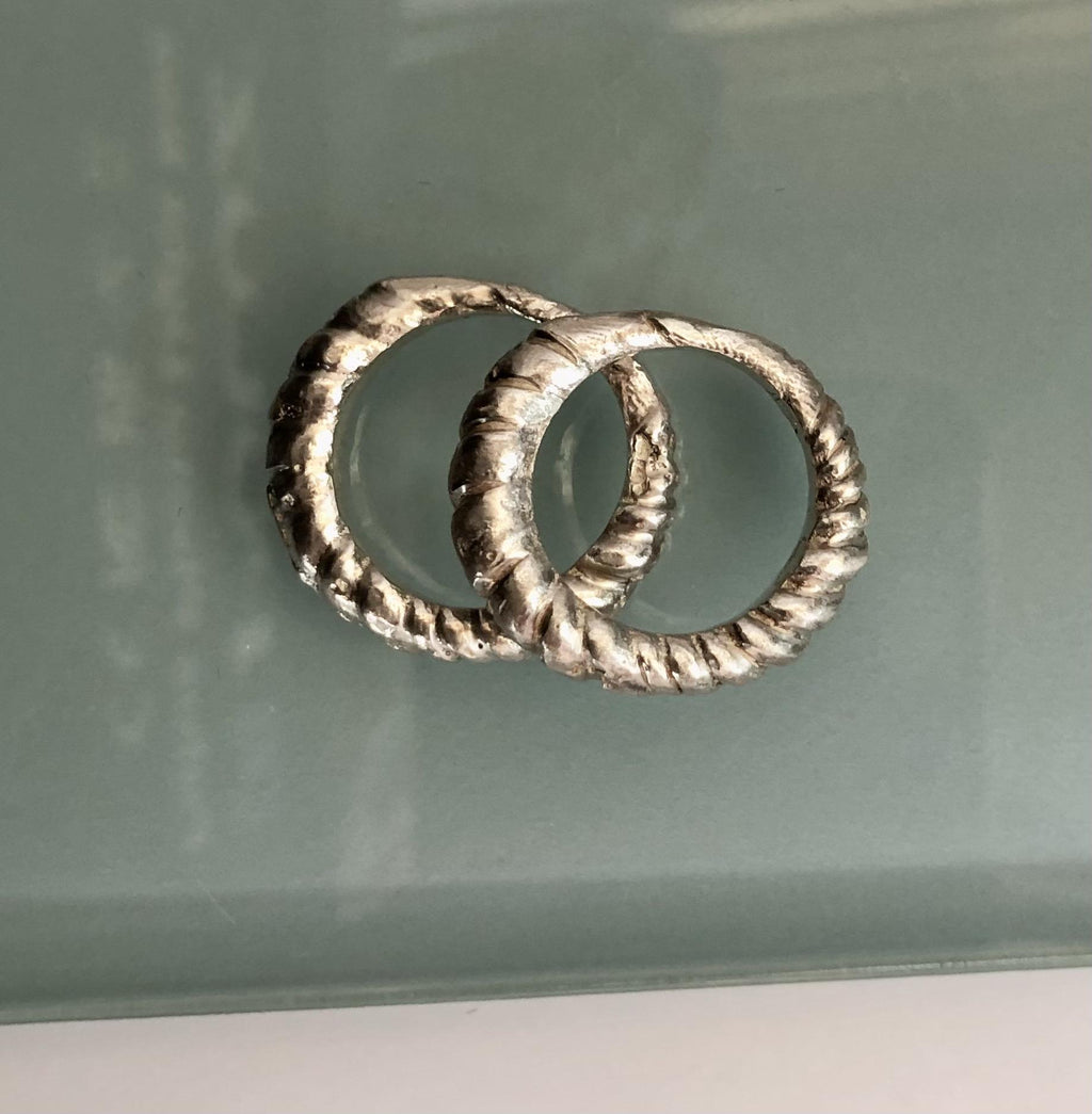 Twisted Sterling Silver Ring — Sand Cast Sculptural Band