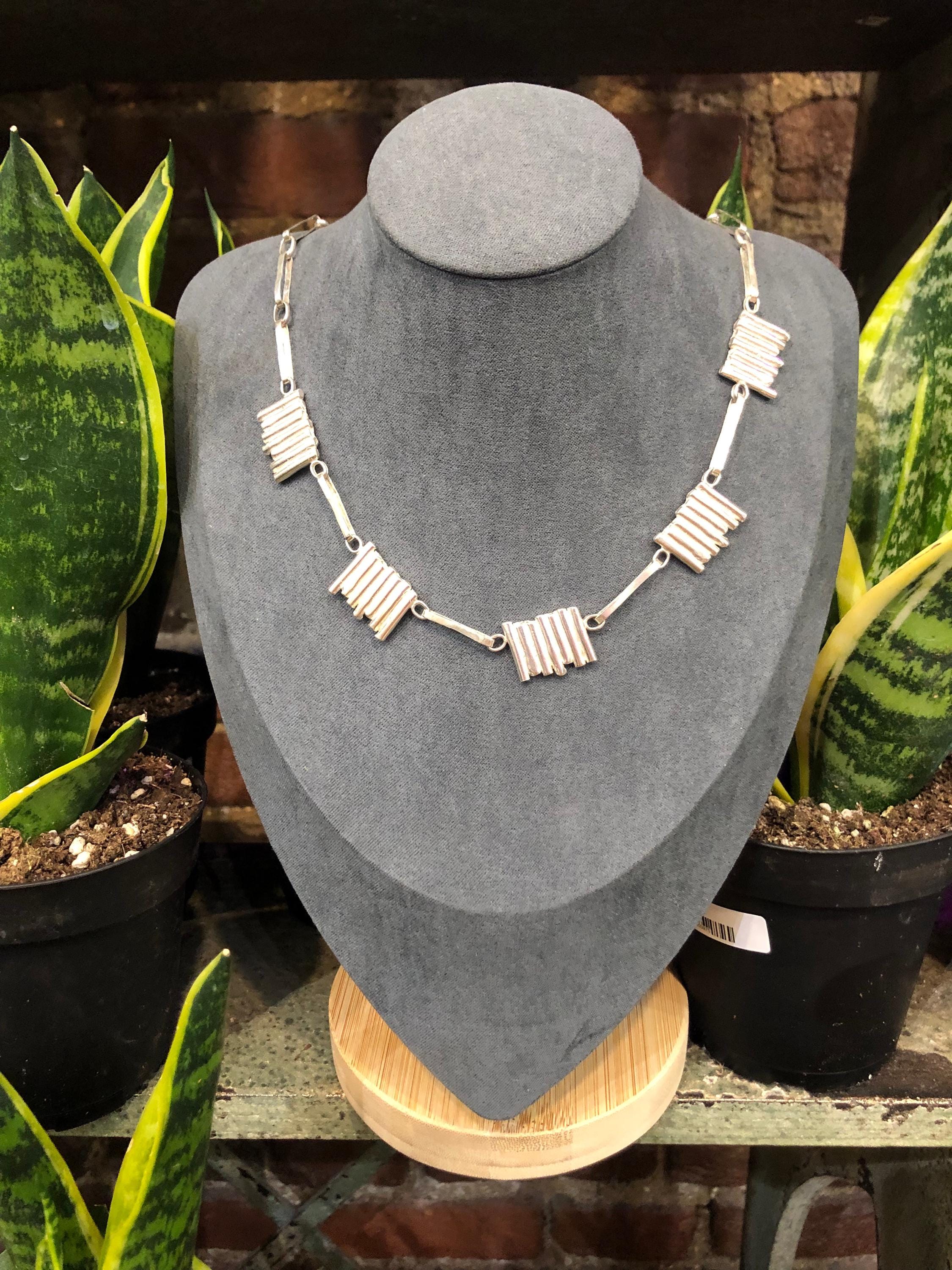 Silver statement necklace "The Ruins" reversible for two textured looks