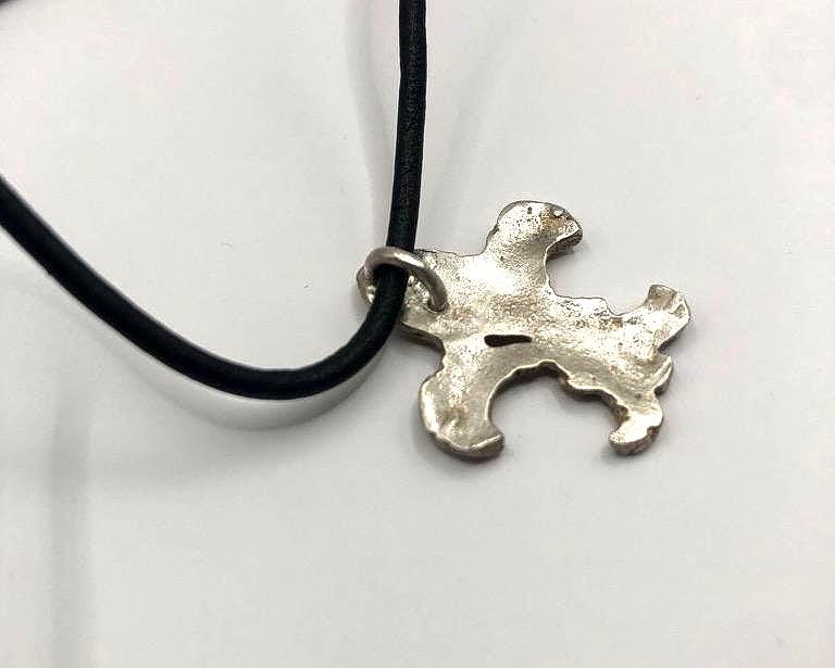 Fleur-de-lys medieval sand cast pendant in bright sterling silver with unique texture