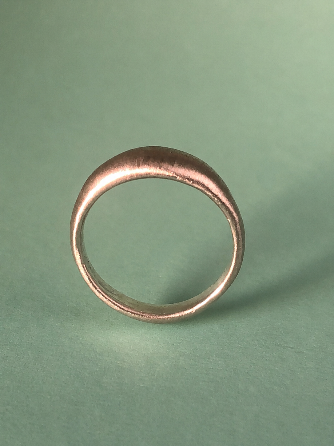 Low dome Silver bombé slimline signet rings in two finishes