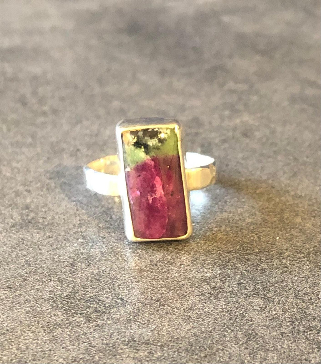 Large ruby zoisite silver ring