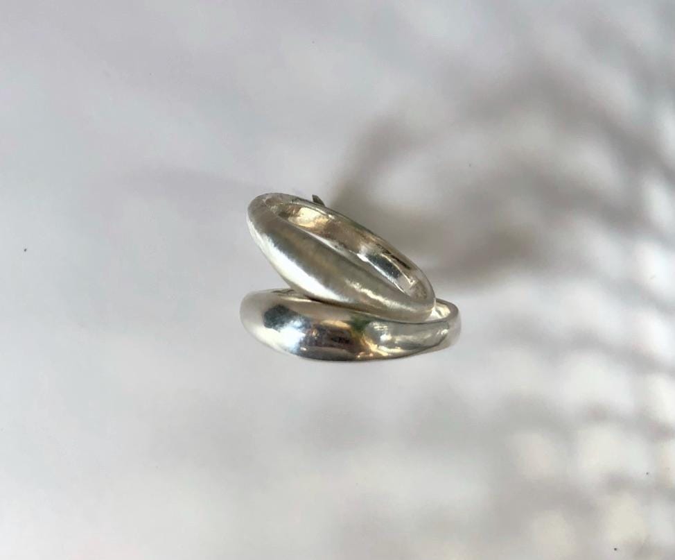 Low dome Silver bombé slimline signet rings in two finishes