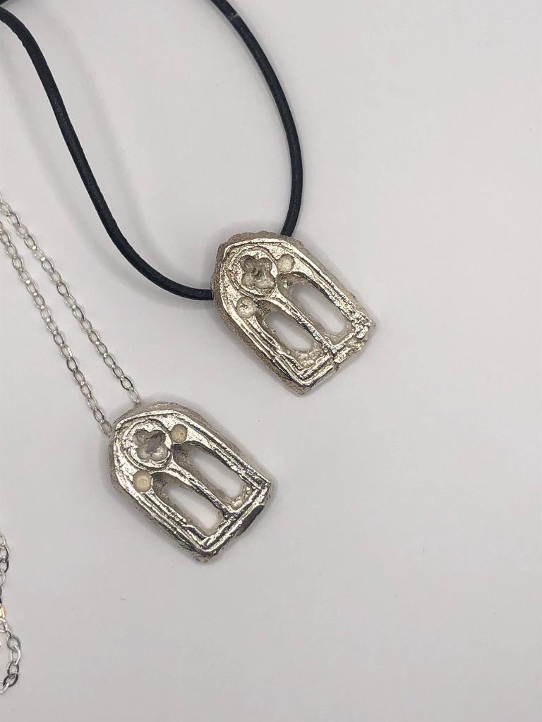 Gothic Medieval Cathedral Church Window Silver lost wax cast Pendant