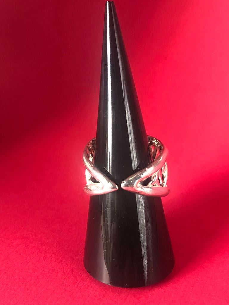 Woven Sterling Silver Statement Ring: Bold Modern Design