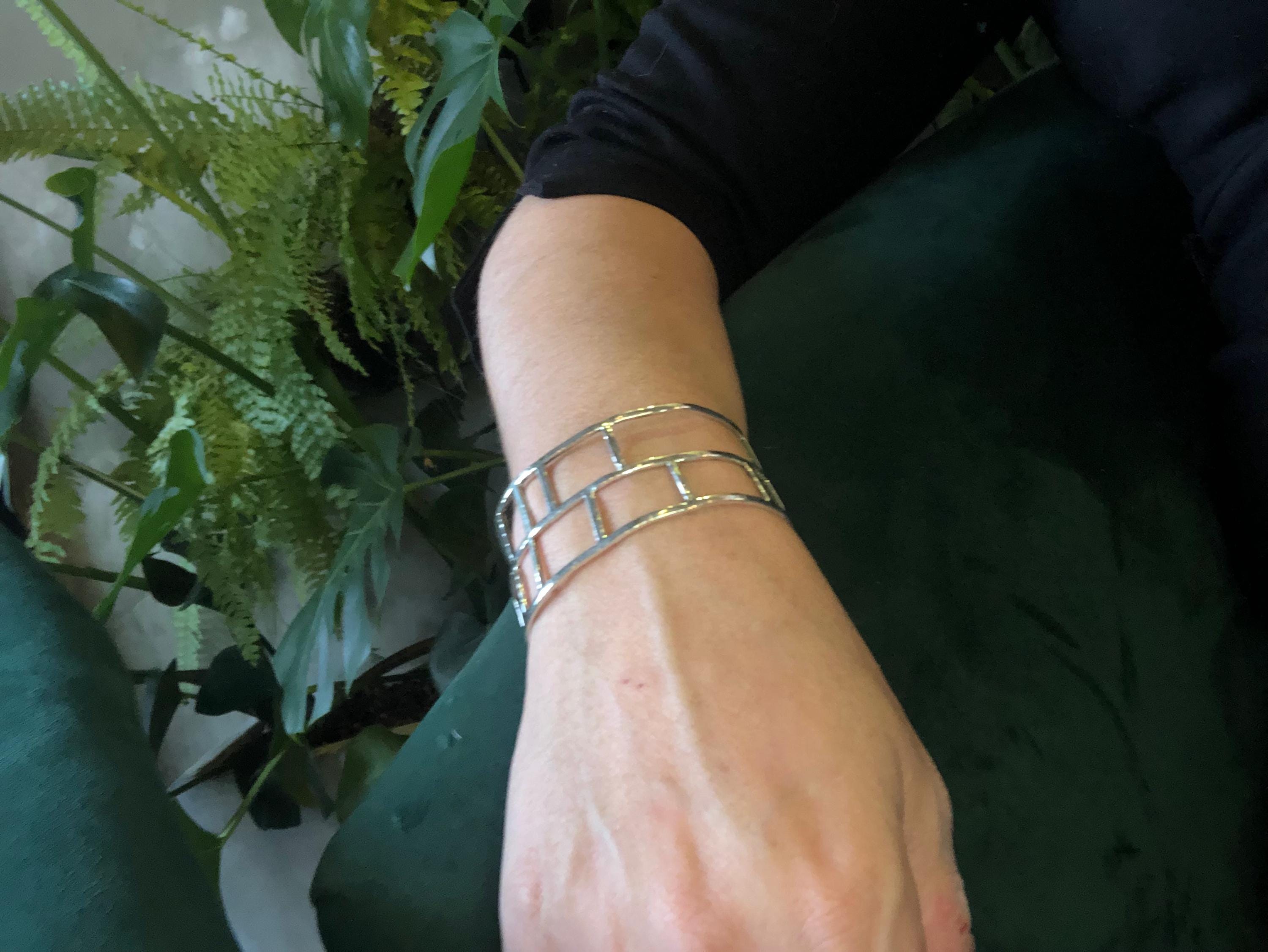 Sterling Silver Cuff Bracelet • Hand-Fabricated Modern Sculptural Bars • Small to Medium Fit