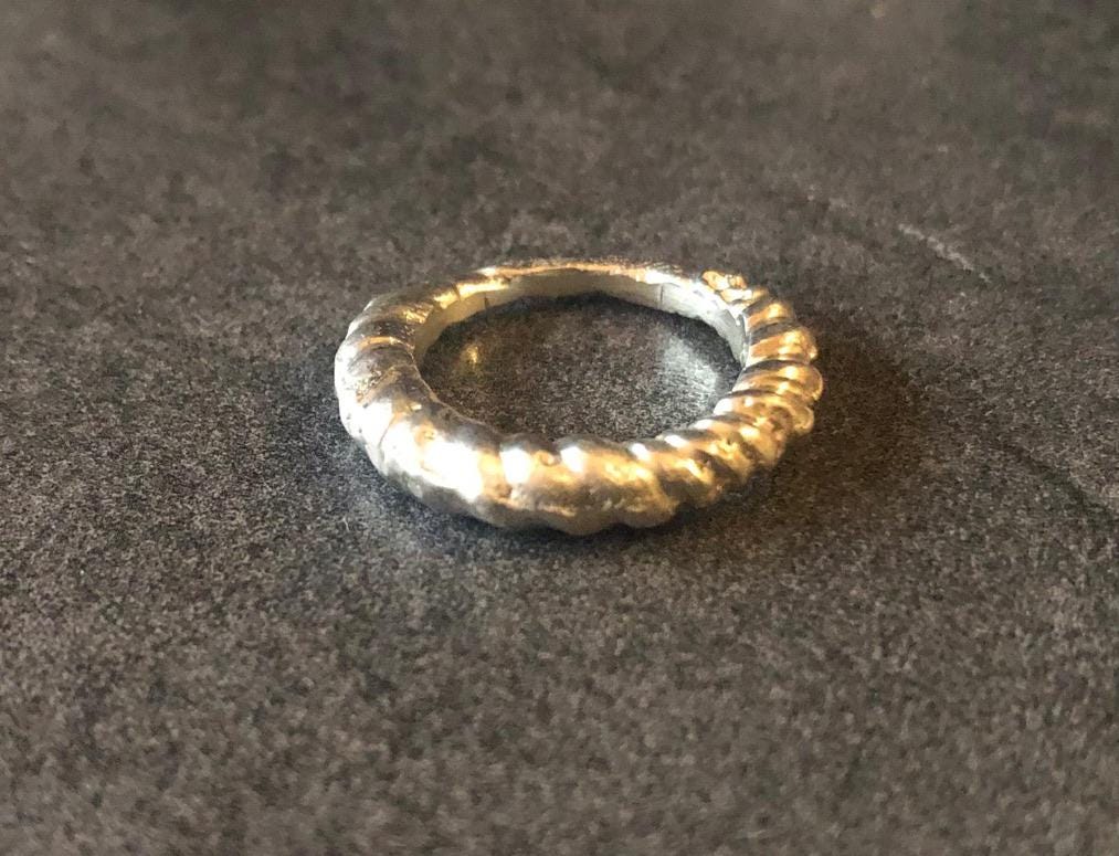 Twisted Sterling Silver Ring — Sand Cast Sculptural Band