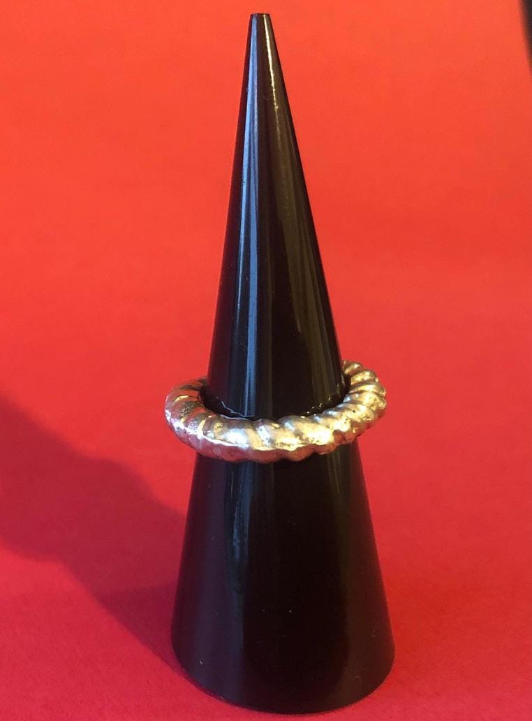 Twisted Sterling Silver Ring — Sand Cast Sculptural Band