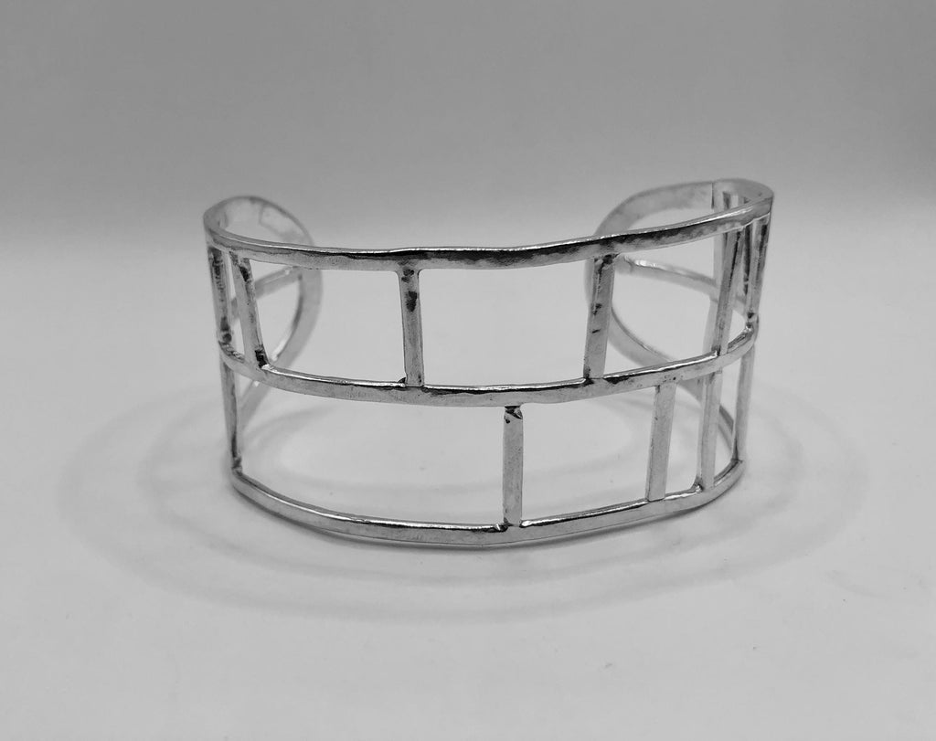 Sterling Silver Cuff Bracelet • Hand-Fabricated Modern Sculptural Bars • Small to Medium Fit