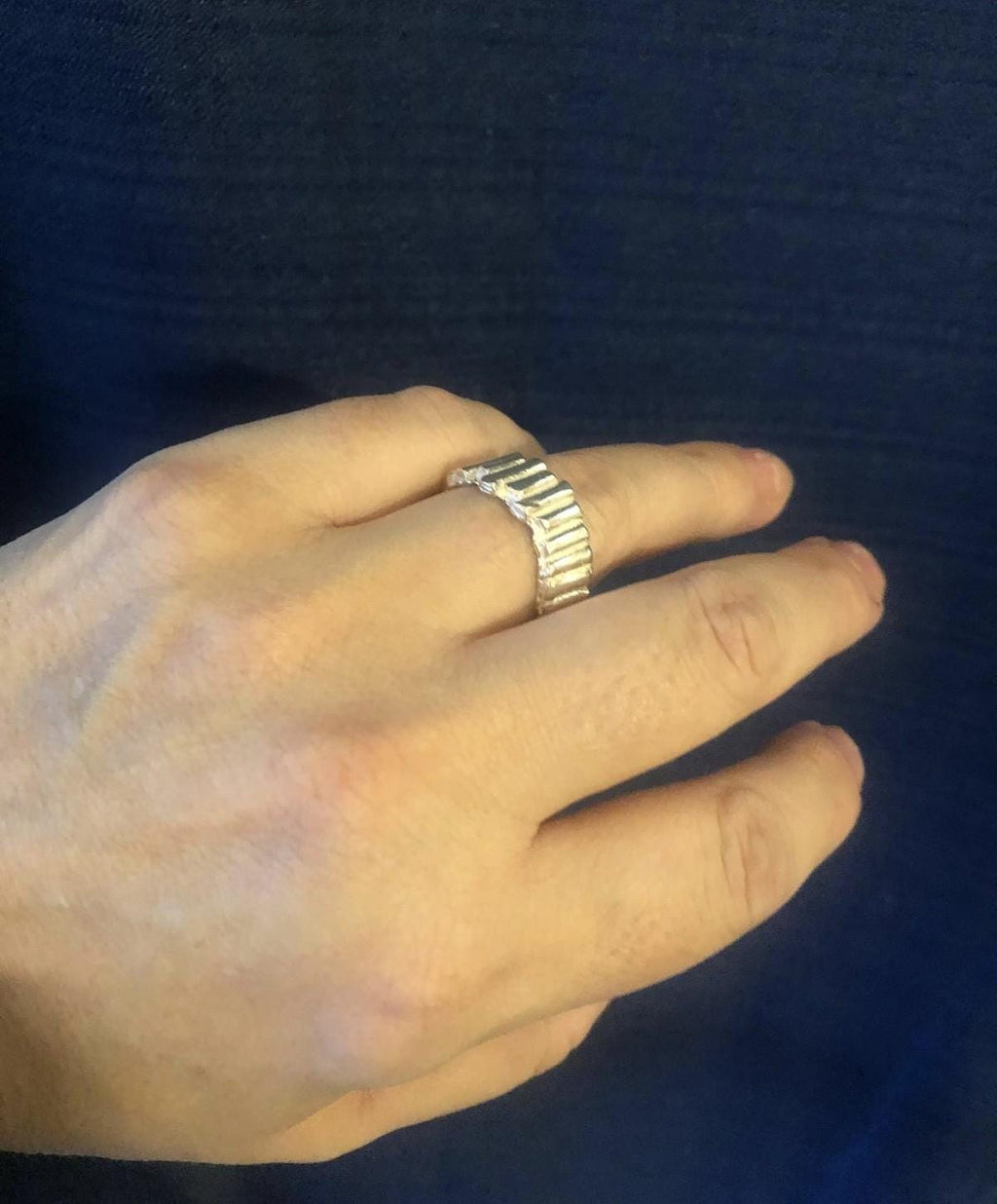 Sculptural Silver Ring • Lost Wax Cast Statement Band • Bold Ruins-Inspired Design